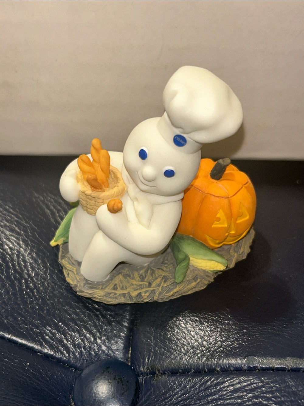 Pillsbury 1997 Doughboy Halloween Figurine with Pumpkins - White & Orange
